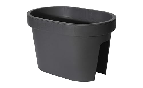 mucHome Balkonkasten für Geländer in Anthrazit Blumenkasten Blumentopf Pflanztopf Blumenkübel Geländertopf (40 x 26 cm) von mucHome