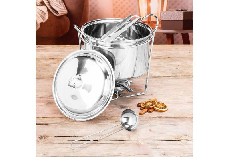 mucHome Bowle-Set Feuerzangenbowlen Set aus Edelstahl 3,5 Liter - 5-teiliges Komplettset von mucHome
