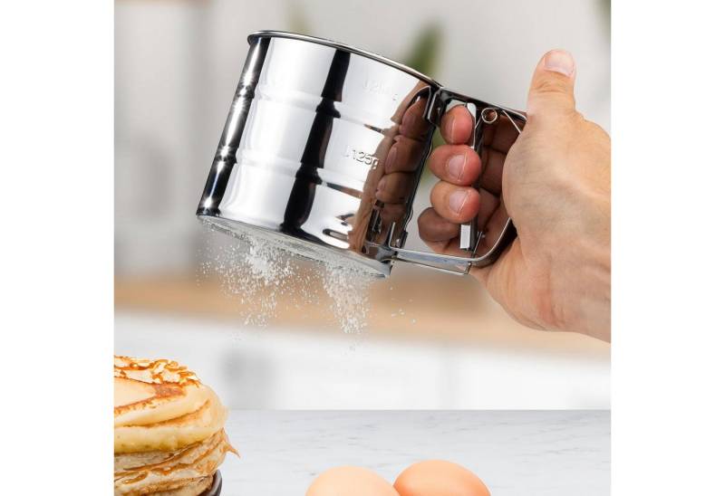 mucHome Brühsieb Mehlsieb Puderzuckerstreuer feines Mehlsieb Einhand-Bedienung von mucHome