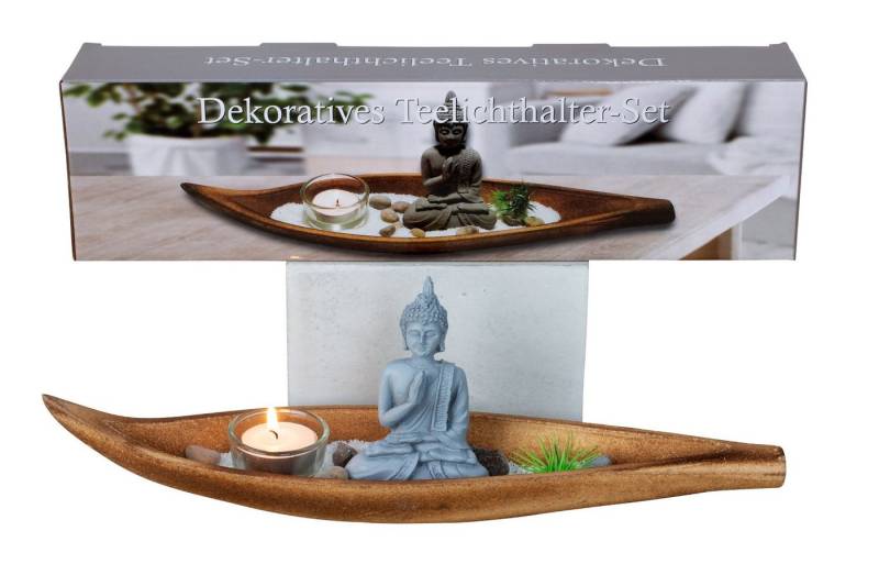 mucHome Buddhafigur Zen Garden Dekoratives Teelichthalter-Set mit Buddha-Statue mucHome Buddhafigur Zen Garden Dekoratives Teelichthalter-Set mit Buddha-Statue von mucHome