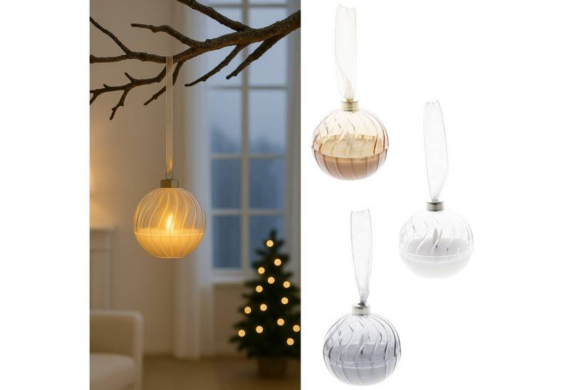mucHome Christbaumschmuck 3x LED Christbaumkugeln 9cm, Echtwachs Timer-Funktion (3-tlg) von mucHome