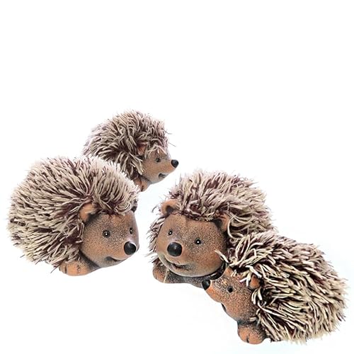 mucHome Dekorative Igel-Figuren mit Textilstacheln 2er-Set Braun Wohndekoration Igelpaar Tierdekoration (Höhe 7 cm) von mucHome
