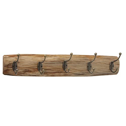 mucHome Garderobenleiste ca. 55cm Natur Eiche Holz mit 5 Kleiderhaken von mucHome