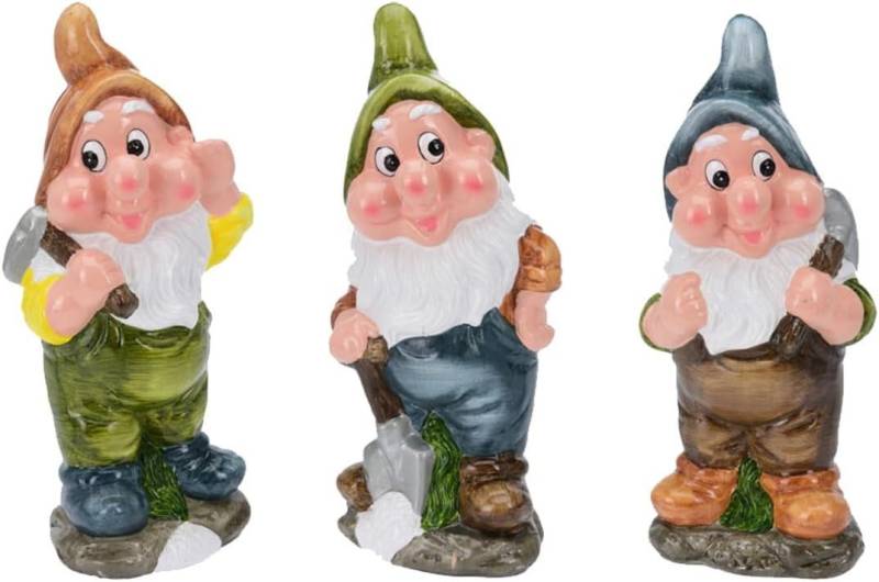 mucHome Gartenzwerg 3er Set Gartenzwerge Gartenarbeit Höhe 30cm wetterfeste Keramik, (3 St) von mucHome