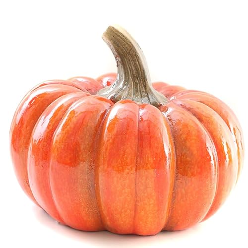 mucHome Großer künstlicher Kürbis aus Keramik Orange oder Grau Zierkürbis Herbstdeko Herbstdekorationen Halloween (Model 1: ⌀28cm; Höhe: 23cm) von mucHome