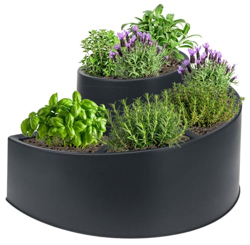 mucHome Kräuterspirale aus Kunststoff - anthrazit 55,5x34cm Spirale Kräuterhochbeet Pflanzgefäß Garten Pflanzspirale Kräuterturm Kräuterschnecke Wetterfest von mucHome