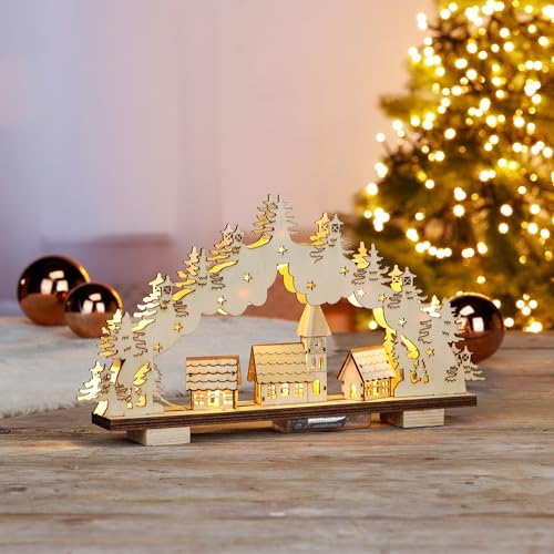 mucHome LED Holz Schwibbogen Lichterbogen - 33cm Holz Weihnachtsszene mit 9 warmweiße LEDs aus Ahornholz batteriebetrieben Weihnachtsdeko Weihnachten Winter Fensterdeko Tischdeko beleuchtet mucHome LED Holz Schwibbogen Lichterbogen - 33cm Holz Weihnachtsszene mit 9 warmweiße LEDs aus Ahornholz batteriebetrieben Weihnachtsdeko Weihnachten Winter Fensterdeko Tischdeko beleuchtet von mucHome