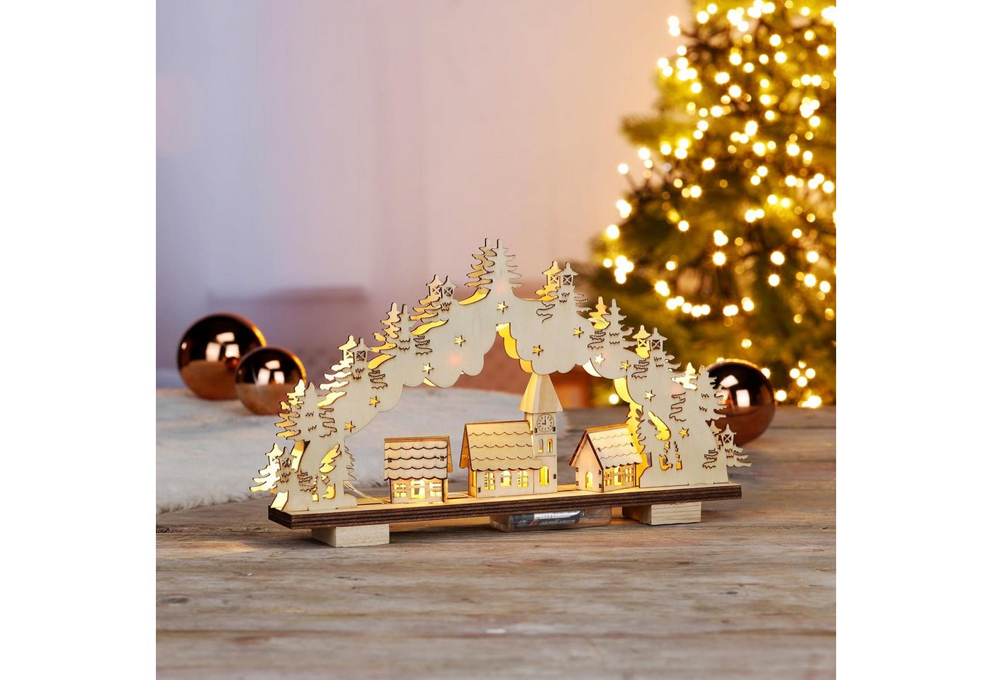 mucHome LED Schwibbogen LED Holz Schwibbogen Lichterbogen 33cm Weihnachtsszene 9 LEDs mucHome LED Schwibbogen LED Holz Schwibbogen Lichterbogen 33cm Weihnachtsszene 9 LEDs von mucHome