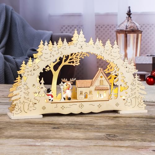 mucHome LED Schwibbogen Lichterbogen aus Holz - 40 cm Holz Weihnachtsszene mit 20 warmweiße LEDs aus Ahornholz batteriebetrieben Weihnachtsdeko Weihnachten Winter Fensterdeko Tischdeko beleuchtet mucHome LED Schwibbogen Lichterbogen aus Holz - 40 cm Holz Weihnachtsszene mit 20 warmweiße LEDs aus Ahornholz batteriebetrieben Weihnachtsdeko Weihnachten Winter Fensterdeko Tischdeko beleuchtet von mucHome