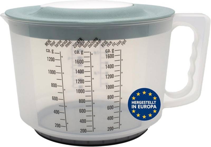 mucHome Messbecher 3in1 Rührbecher 2L mit Spritzschutz, Verschlussdeckel und Ausgießer von mucHome