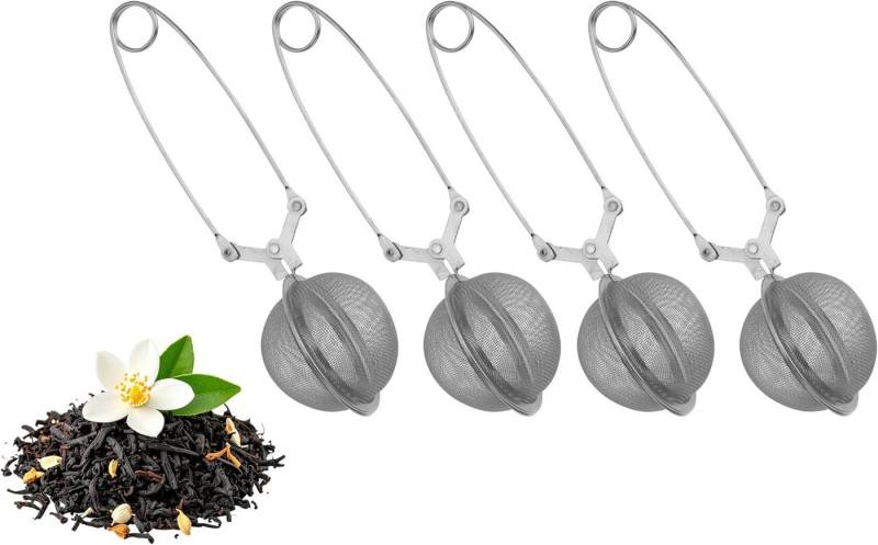 mucHome Teesieb Teesieb 4x Teezangen aus rostfreiem Edelstahl, Teekugel Ø 5cm, (4-St) von mucHome