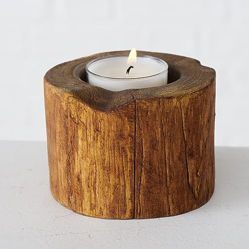 mucHome Unikat Teelichthalter aus Teakholz Höhe 6cm oder 10cm Kerzenhalter Holz Deko Natur (Höhe 10cm) von mucHome