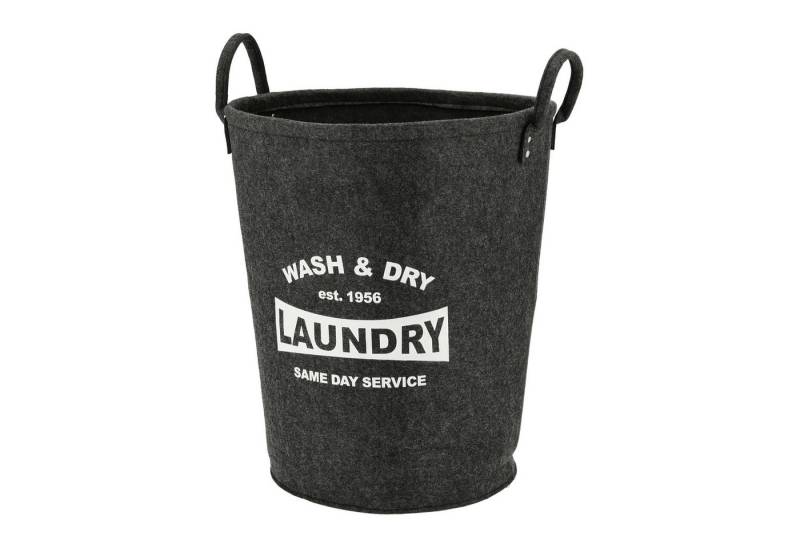 mucHome Wäschekorb Wäschekorb aus Filz, Anthrazit, Vintage Laundry Design, 53cm Höhe mucHome Wäschekorb Wäschekorb aus Filz, Anthrazit, Vintage Laundry Design, 53cm Höhe von mucHome