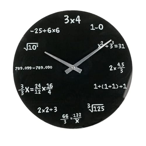 mucHome Wanduhr aus schwarzem Glas Mathematic Duchmesser ca. 35cm Uhr Glas-Uhr von mucHome