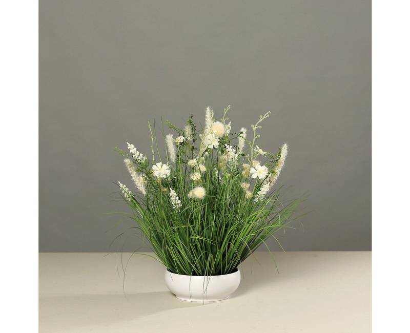Kunstgras Wiesenblumengesteck 50cm in Schale, mucPlants von mucPlants