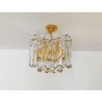 Austrian Mid-Century Modern Gilded Ice Glass Chandelier By J.t. Kalmar For Franken Kg | 1960S von mucdesign