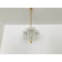 Mid Century Modern Ice Glass Chandelier By Doria | 1960S von mucdesign