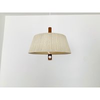 Mid-Century Modern Raffia Bast & Walnut Pendant Lamp By Temde | 1960S von mucdesign