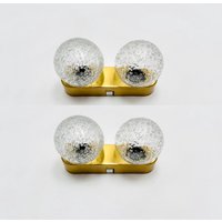 Set Of 2 Beautiful Mid-Century Modern Ice Glass Wall Lamps By Doria | 1960S von mucdesign