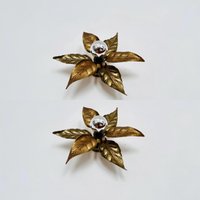 Set Of 2 Floral Hollywood Regency Wall Lamps Or Flush Lights By Willy Daro For Massive | 1960S Set Of 2 Floral Hollywood Regency Wall Lamps Or Flush Lights By Willy Daro For Massive | 1960S von mucdesign