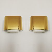 Set Of 2 Golden Mid-Century Modern Wall Lamps By Staff | 1970S von mucdesign