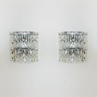 Set Of 2 Large Mid-Century Modern Crystal Glass Wall Lamps By Ott | 1960S von mucdesign