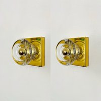 Set Of 2 Mid-Century Modern Crystal Glass Wall Lamps Or Flush Lights By Cosack | 1960S von mucdesign