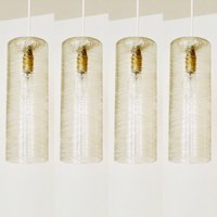 Set Of 4 Stunning Mid Century Modern Crystal Glass Pendant Lamps By Doria | 1950S von mucdesign