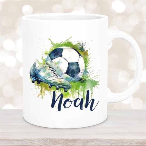 Tasse Fußball #4 Wunschname Emaille oder Keramik Kinderbecher personalisiert MaterialType1 Keramik von muckki.de