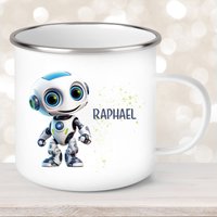 Tasse Roboter #1 Wunschname Emaille Oder Keramik Kinderbecher Personalisiert Versch. Farben Tasse Roboter #1 Wunschname Emaille Oder Keramik Kinderbecher Personalisiert Versch. Farben von muckki