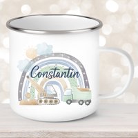 Tasse Wunschname Baustelle Regenbogen #1 Emaille Oder Keramik Kinderbecher Versch. Farben Tasse Wunschname Baustelle Regenbogen #1 Emaille Oder Keramik Kinderbecher Versch. Farben von muckki