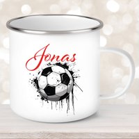 Tasse Wunschname Fußball #19 Personalisiert Emaille Oder Keramik Kinderbecher Versch. Farben von muckki