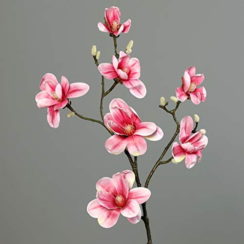 mucplants *Premium* Magnolienzweig 100cm Real Touch pink Kunstblumen künstliche Magnolien von mucplants