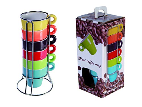 mucplants 6er Set Espressotassen farbig + praktischen Chromständer + Geschenkkarton Espresso von mucplants
