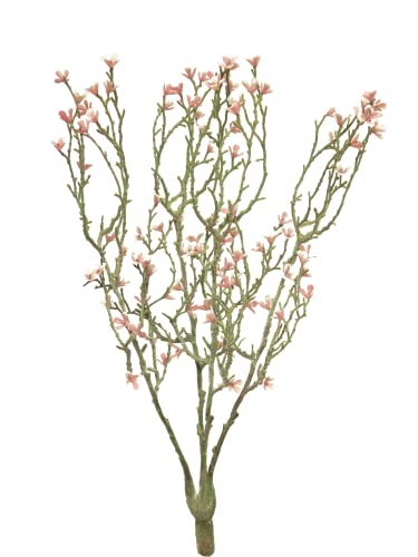 mucplants Blumenzweig künstlich mit rosa Blüten ca. 44cm Blumenbusch Blüten Blumenzweig für Vase Deko Frühling Blütenzweig von mucplants