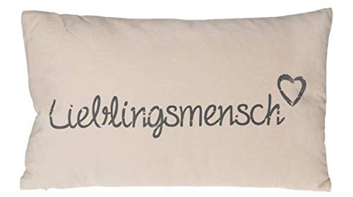 mucplants Deko-Kissen Lieblingsmensch Creme mit Reisverschluss 100% Baumwolle 30x50cm Sofakissen Kissen von mucplants