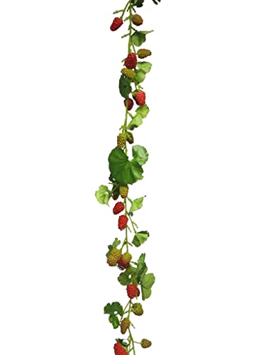 mucplants Himbeer künstliche Girlande Garten-, Tischdekoration künstliche Beeren 130cm von mucplants