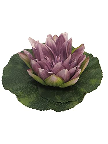 mucplants Künstliche Lotusblume Kleine Seerose Lavendel Schwimmend 18cm Kunstblumen Teich Deko von mucplants