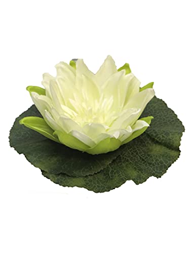 mucplants Künstliche Lotusblume Seerose Creme/Weiß Schwimmend 18cm Kunstblumen Teich Deko von mucplants