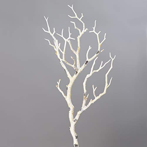 mucplants Künstlicher AST Weiß 40cm naturgetreuer Dekoast Dekozweig AST Zweig Kunstast aus Kunststoff von mucplants