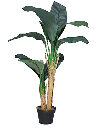 mucplants Künstlicher Bananenbaum Grün im Topf H:120cm Kunstpflanze/-Baum Bananenpflanze Bananenstaude von mucplants