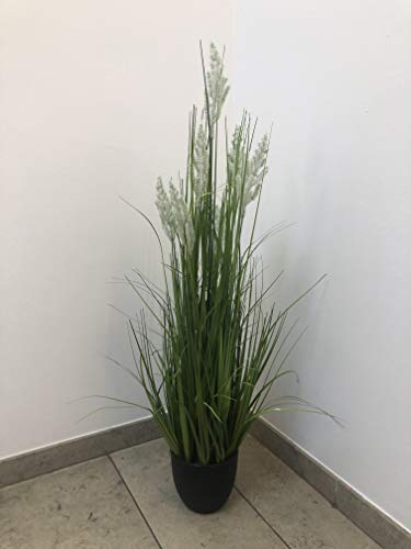 mucplants Künstliches Foxtail Gras im schwarzen Topf ca. 90cm grün Kunstgras Kunstpflanze Zierpflanze von mucplants