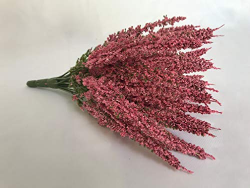 mucplants Kunstblume Erika Calluna Rosa auf Steckstab, künstliches Heidekraut, 28 cm, 24 Blütenstiele, Herbstblume von mucplants