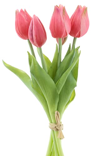 mucplants künstliche Tulpen ca. 26cm Tulpenbündel mit 3 Tulpen und 2 Tulpenknospen real Touch (Beauty) von mucplants