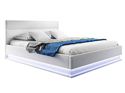 MB Muebles Bonitos | Modernes Aufklappbares Bett Modell Nitas mit Lattenrost 160x200cm weiß italienisches Design mit bläulich-weißer LED von MB Muebles Bonitos