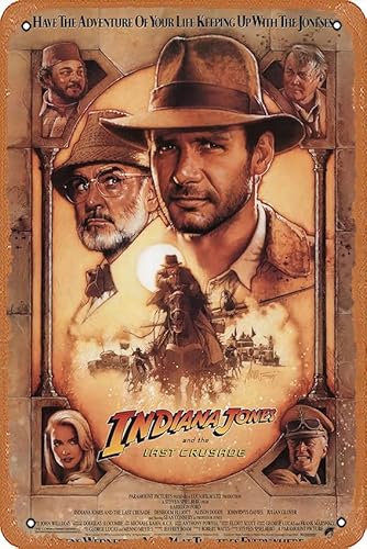 Indiana Jones und der letzte Kreuzzug Poster, Blechschild für Wand, dekoratives Metallschild, Wohnzimmer, Büro, Studentenwohnheim, Kinderzimmer, Spielzimmer, Café, Bibliothek, Klassenzimmer, von muecddoa