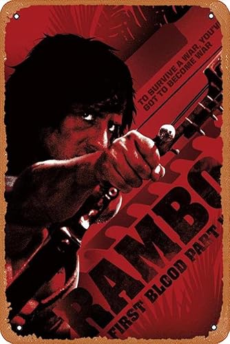 Retro-Blechschilder Rambo First Blood Part 2 To Survive A War Youve Got To Become War Retro Vintage 80er Jahre Kino Dekor Memorabilia Action Film Sylvester Stallone Collection Poster 20,3 x 30,5 cm von muecddoa