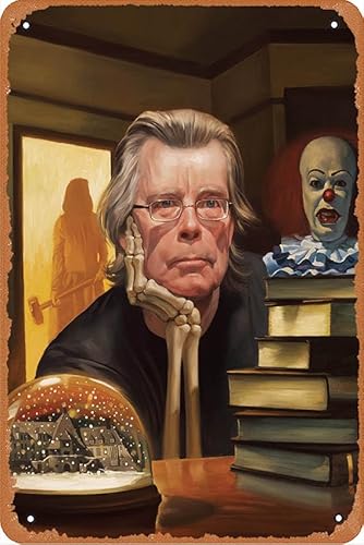 Stephen King Horror-Film-Autor-Poster, Filmwandkunst, Geschenk für Drehbuchautor, Regisseur, gerahmt, matte Leinwand, Retro-Blechschild, Straßengarage, Familie, Café, Höhle, Badezimmer-Dekoration, von muecddoa