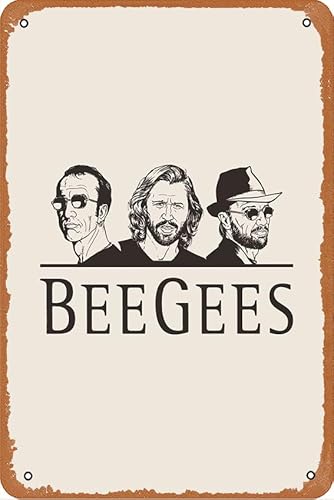 The Bee Gees Musik-Metall-Blechschild, Retro-Wanddekoration für Zuhause/Straße/Tor/Bars/Restaurants/Cafés/Geschäfte, Pubs, Schild, Geschenk, 30,5 x 20,3 cm von muecddoa