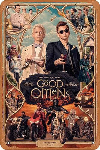 Vintage Blechschilder Good Omens TV-Serie Poster, Leinwand-Kunstdruck, Heimdekoration, Filmposter, Metallposter, Dekor Design für Cafés, Bar, Pub, Bierclub, 20,3 x 30,5 cm von muecddoa